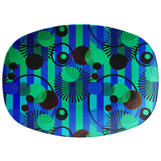 Blue Green Stripes Dots Snack Platter