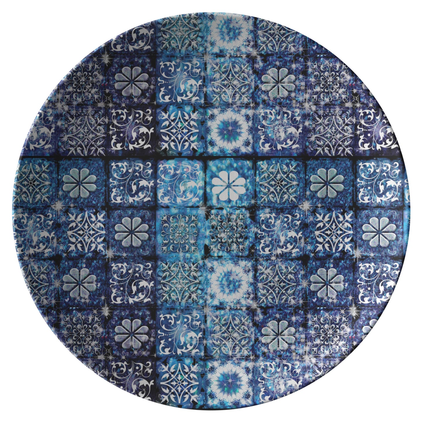 Blue Ice Crystals Motif Dinner Plate