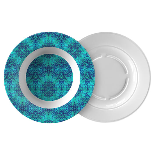 Blue Ice Kaleidoscope Dinner Bowl