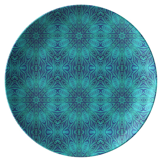 Blue Ice Kaleidoscope Dinner Plate
