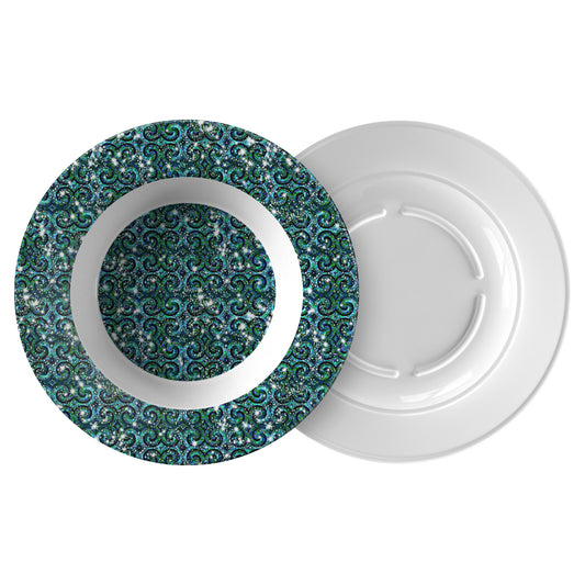 Blue Ice Sparkle Swirl Dinner Bowl