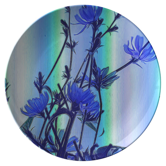 Blue Wildflowers With Backlight Dinner Plate