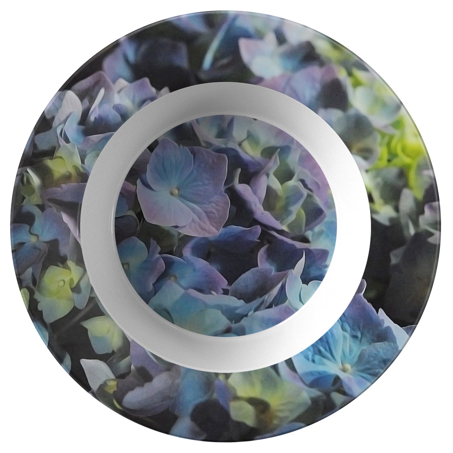 Blue and Purple Hydrangea Dinner Bowl