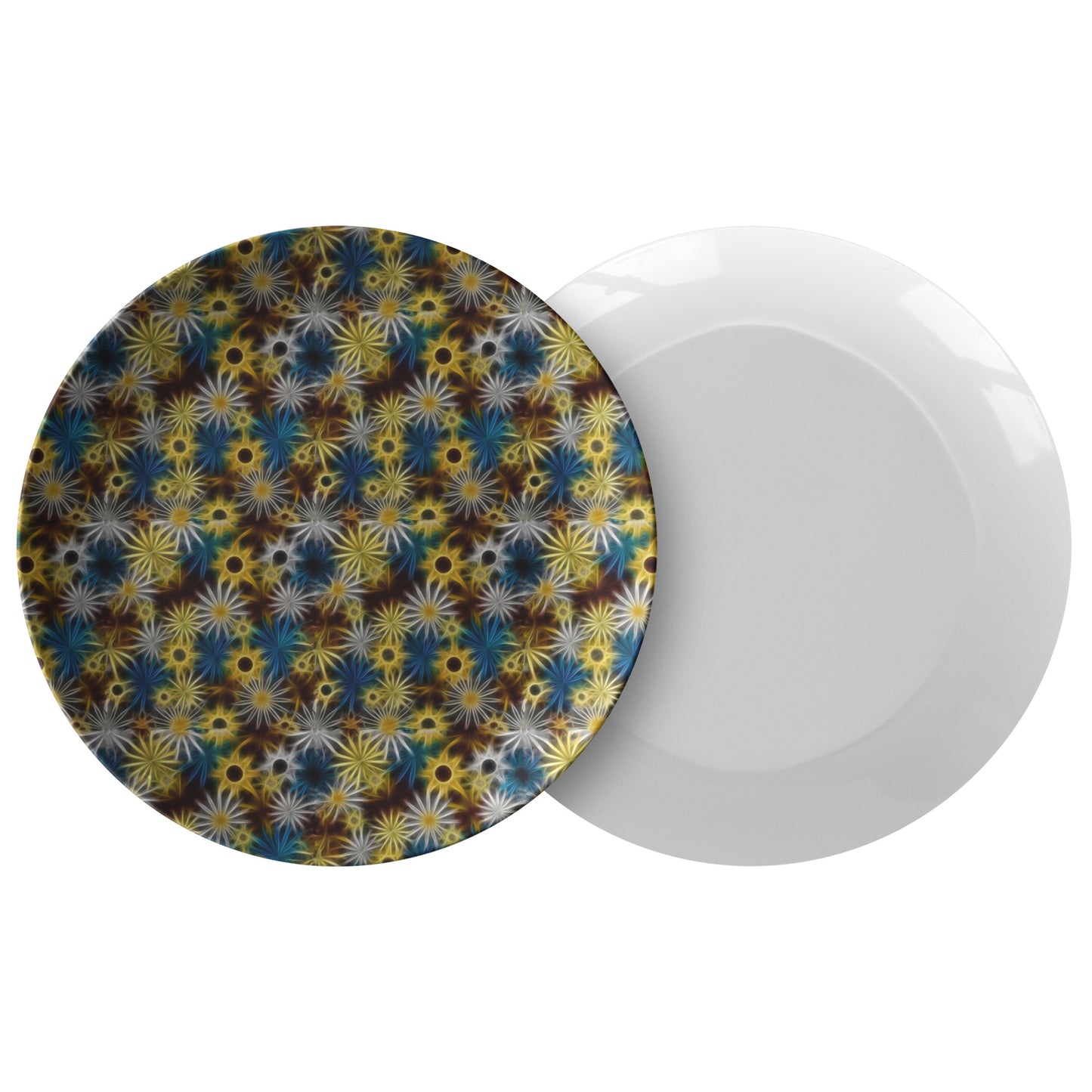 Blue and Yellow Glowing Daisies Dinner Plate