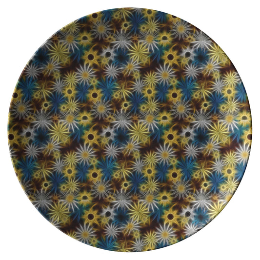 Blue and Yellow Glowing Daisies Dinner Plate