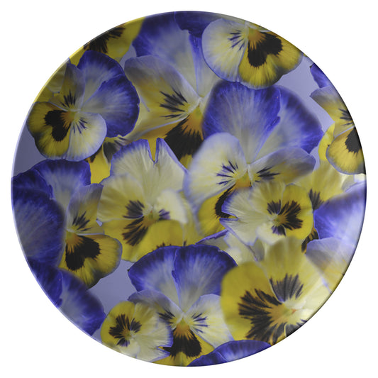 Blue and Yellow Pansies Collage Dinner Plate
