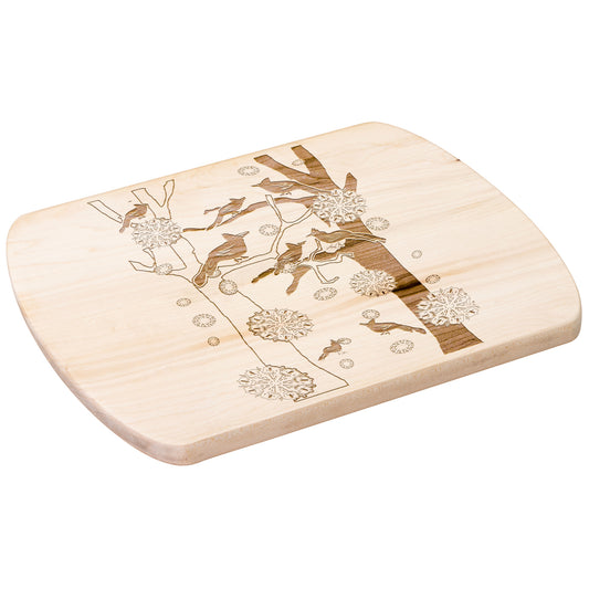 Cardinals In The Winter Snow Oval Cutting Board