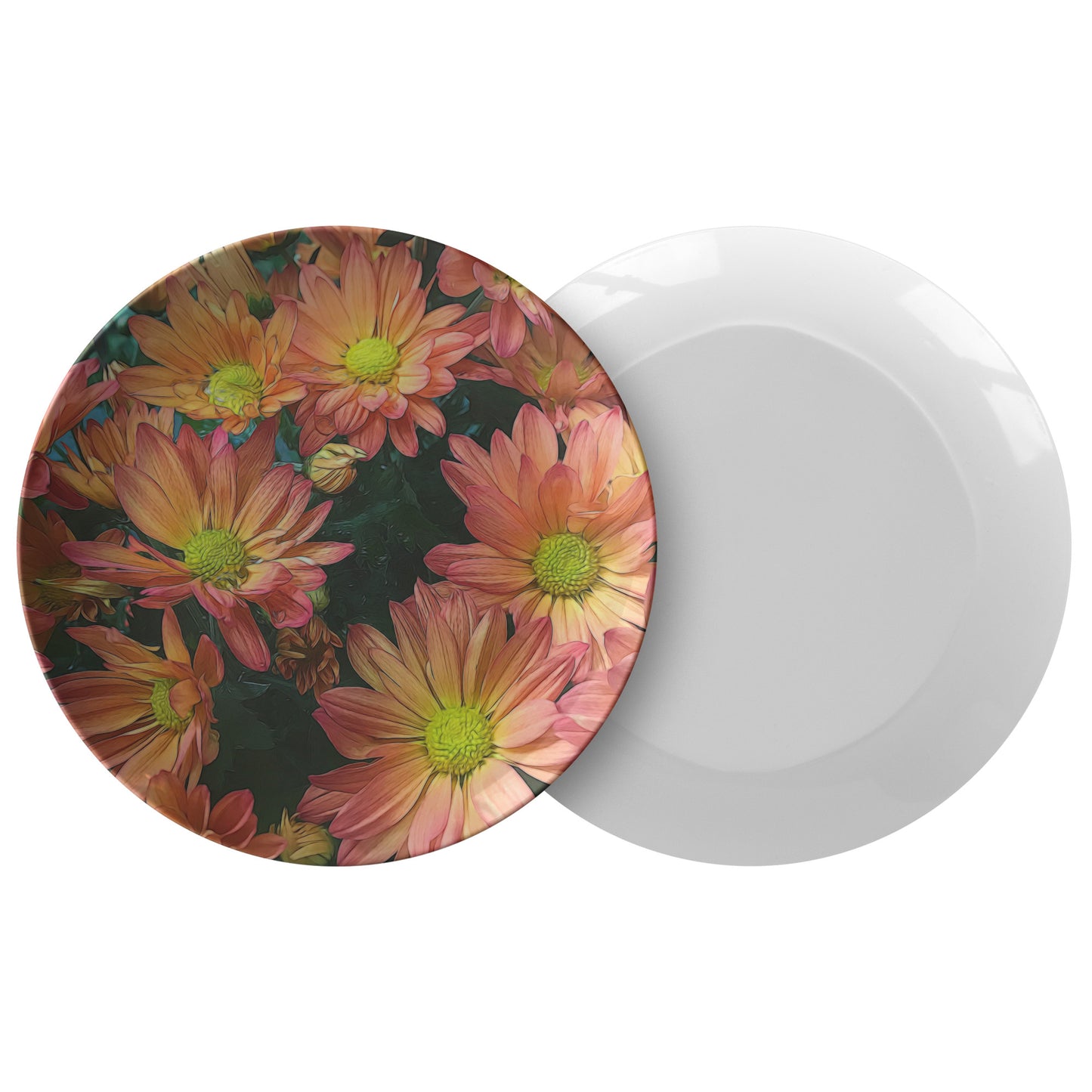 Cream and Pink Fall Flowers Dinner Plate