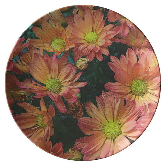 Cream and Pink Fall Flowers Dinner Plate