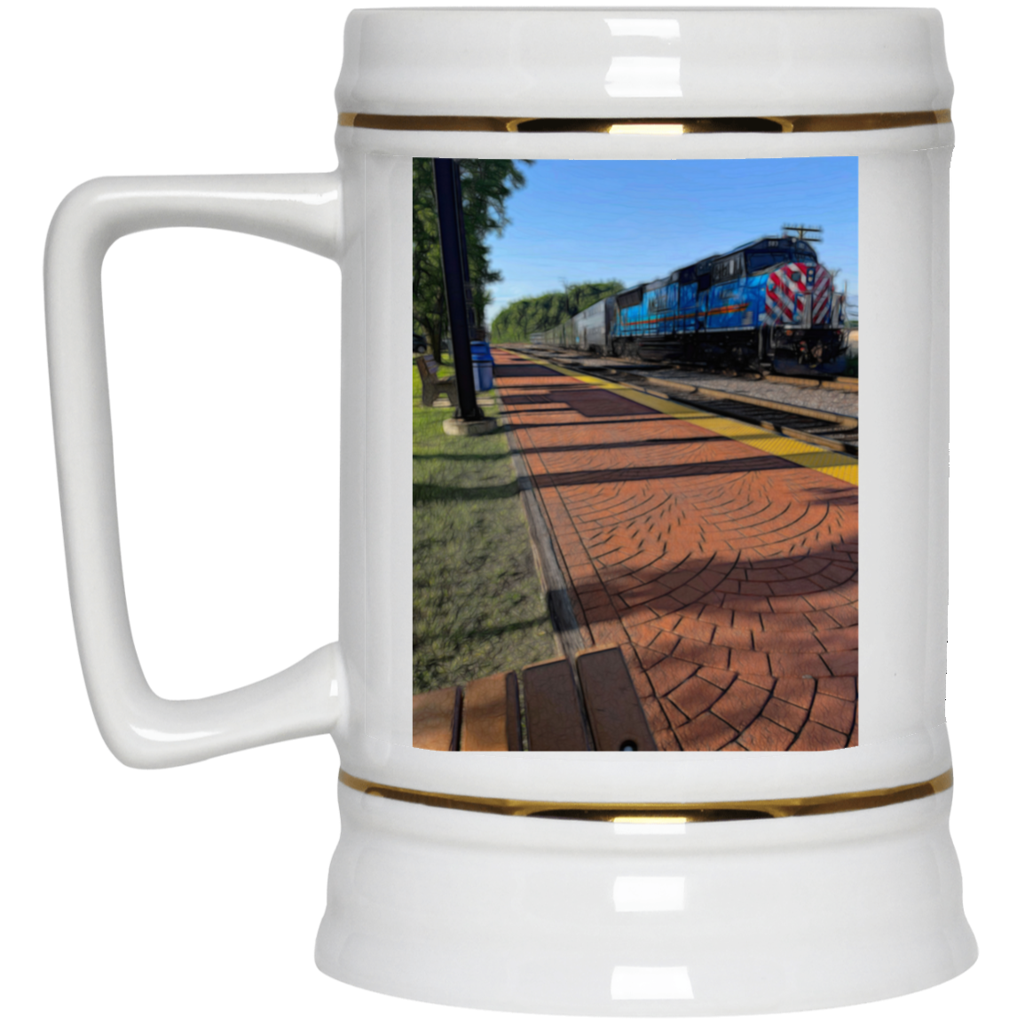 localtrainfoxlake5000 Local Train Fox Lake  Beer Stein 22oz.