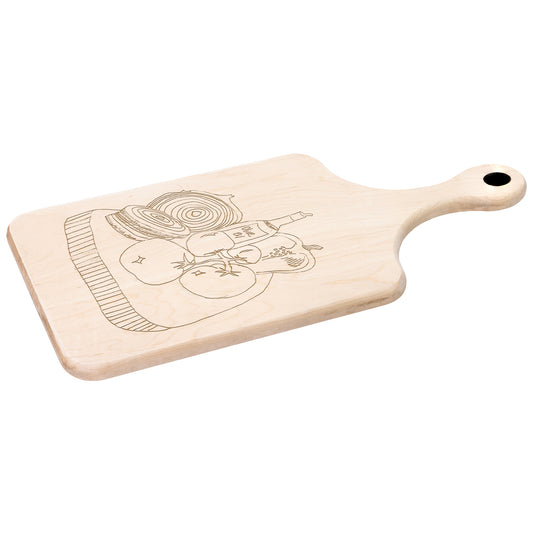 Olive Oil and Veg Board Paddle Cutting Board