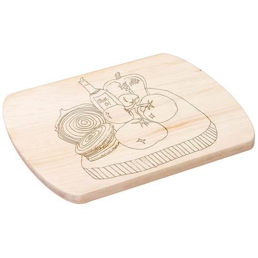 Olive Oil and Veg Tray Oval Hardwood Cutting Board