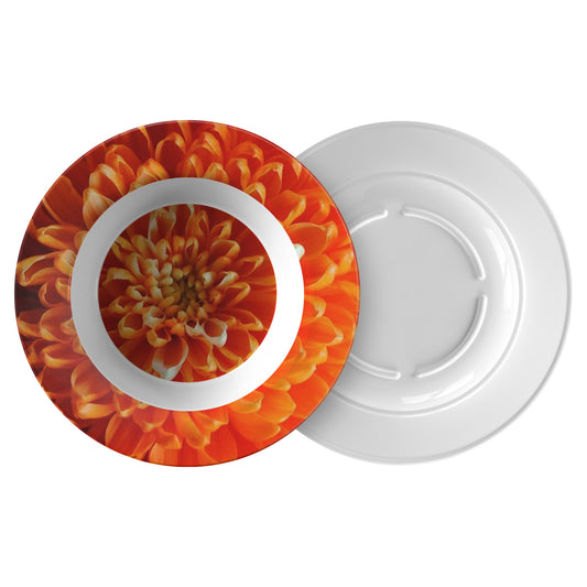 Orange Chrysanthemum Dinner Bowl