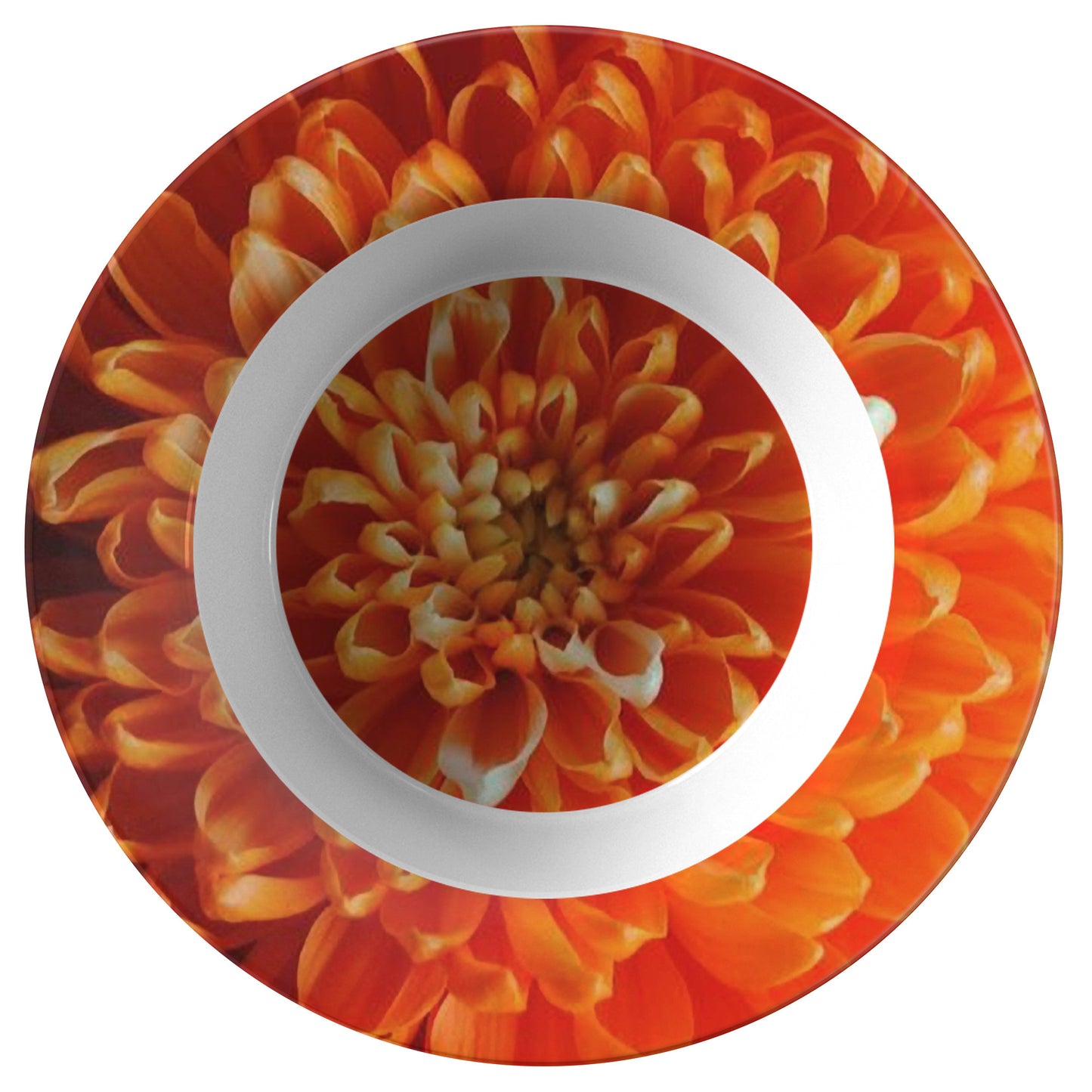 Orange Chrysanthemum Dinner Bowl