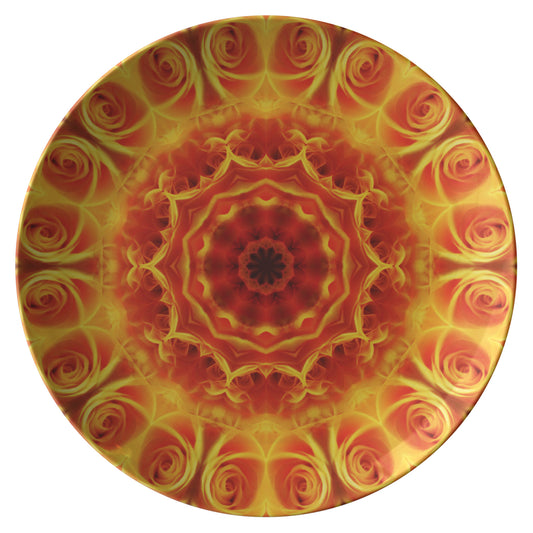 Orange Flower Kaleidoscope Dinner Plate