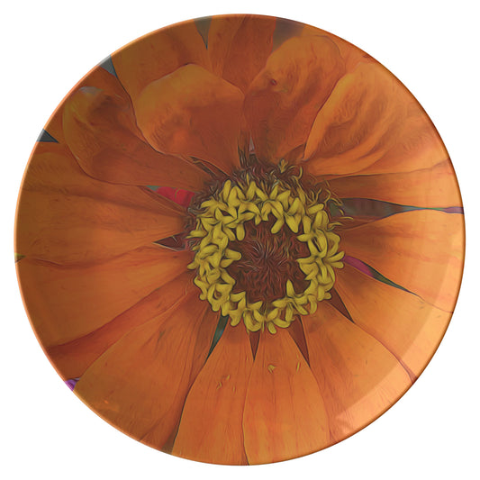 Orange and Yellow Flower Detail Dinner Plate