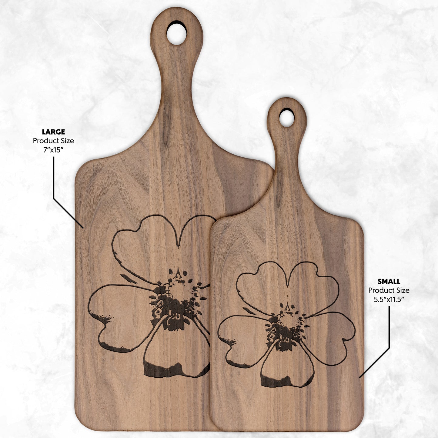 Wildflower Paddle Hardwood Cutting Board