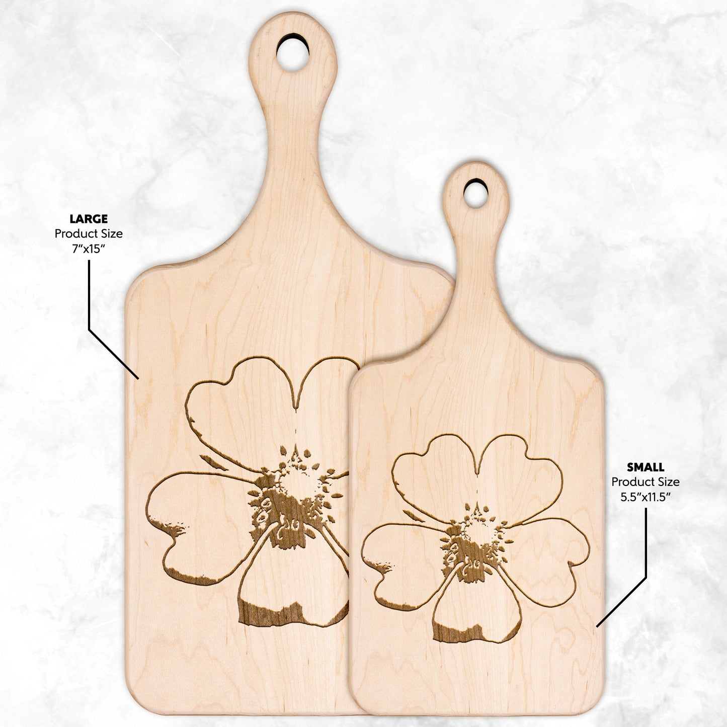 Wildflower Paddle Hardwood Cutting Board