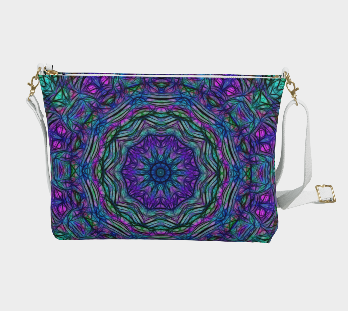 Blue Green Purple Kaleidoscope Vegan Crossbody Purse