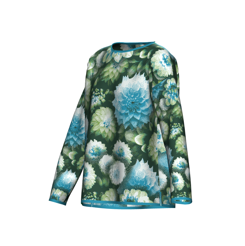 Blue Green Dahlias Collage Sweater