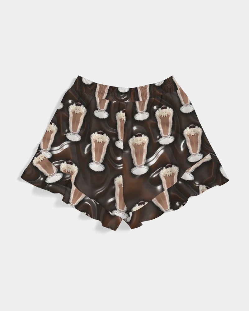 Chocolate Milkshake Women's All-Over Print Ruffle Shorts