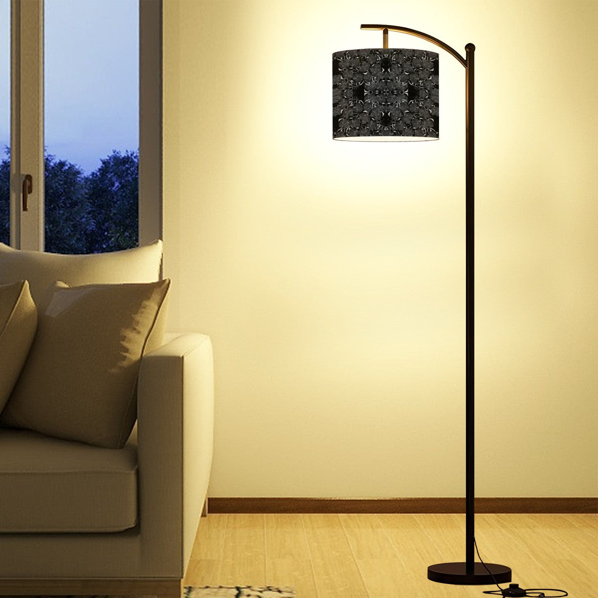 Arc Floor Lamp (Made in USA) Black Roses