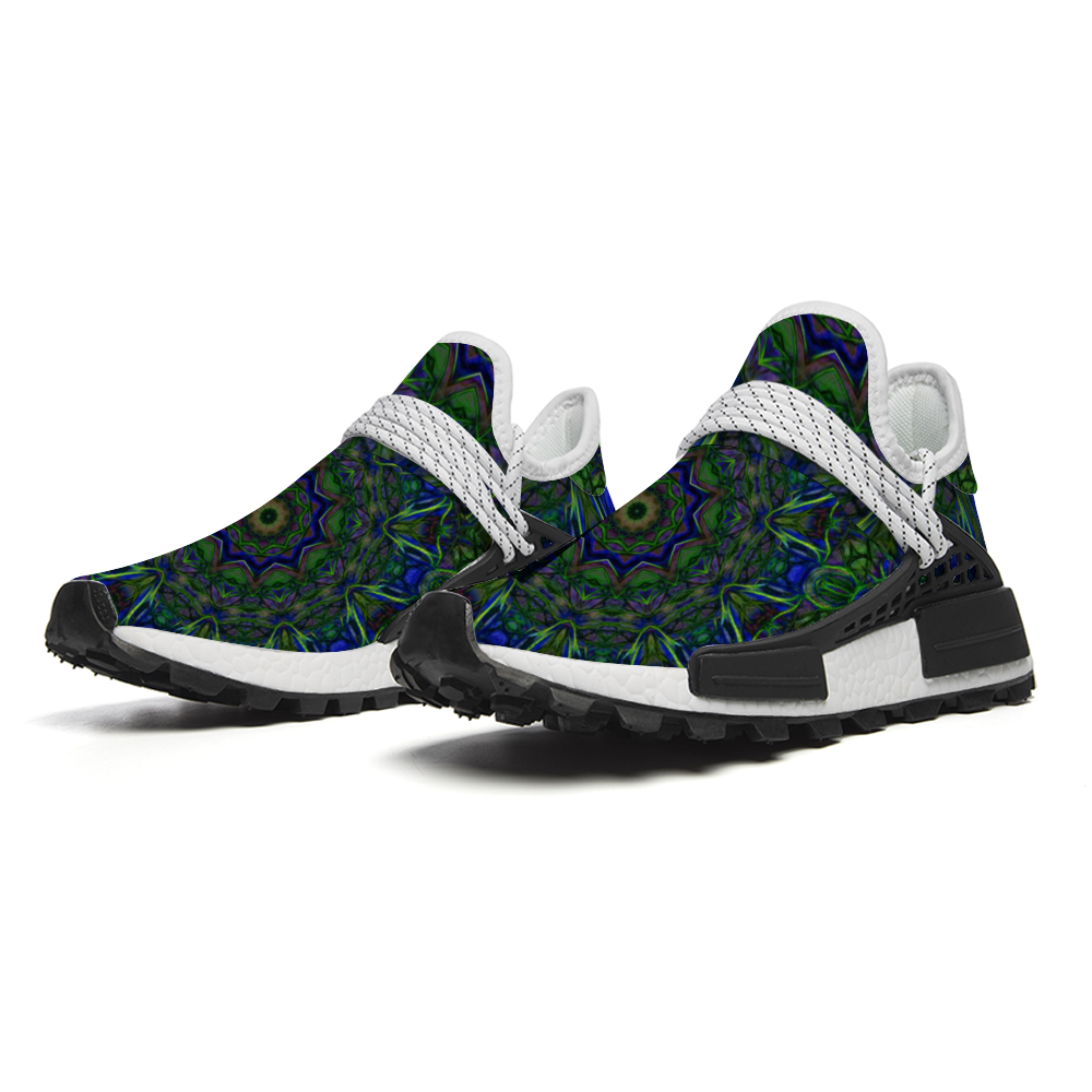 blue Green Ribbon Kaleidoscope Custom Unisex Mid Top Breathable Non-slip Sneakers