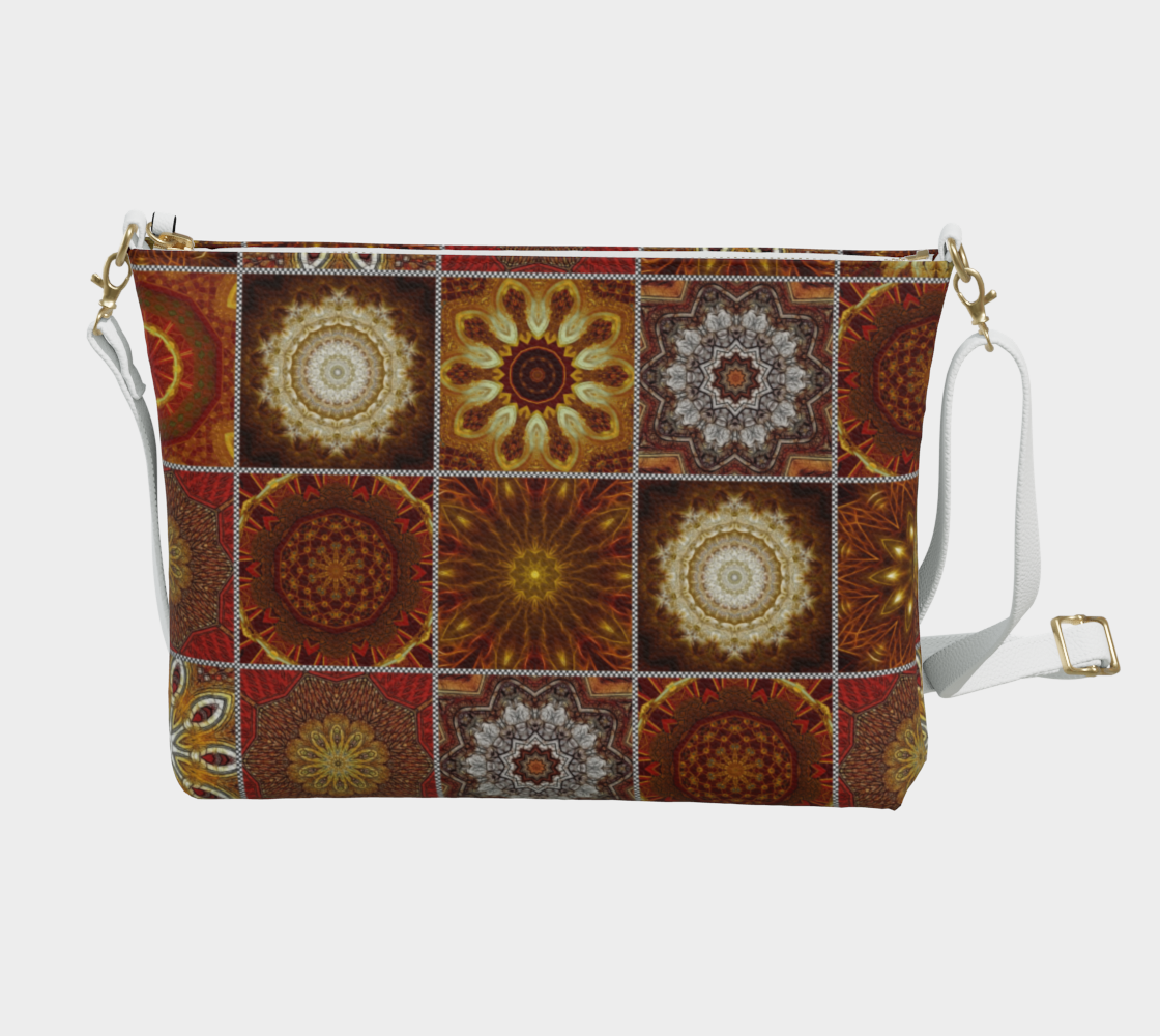 Gold Kaleidoscope Quilt Vegan Crossbody Purse