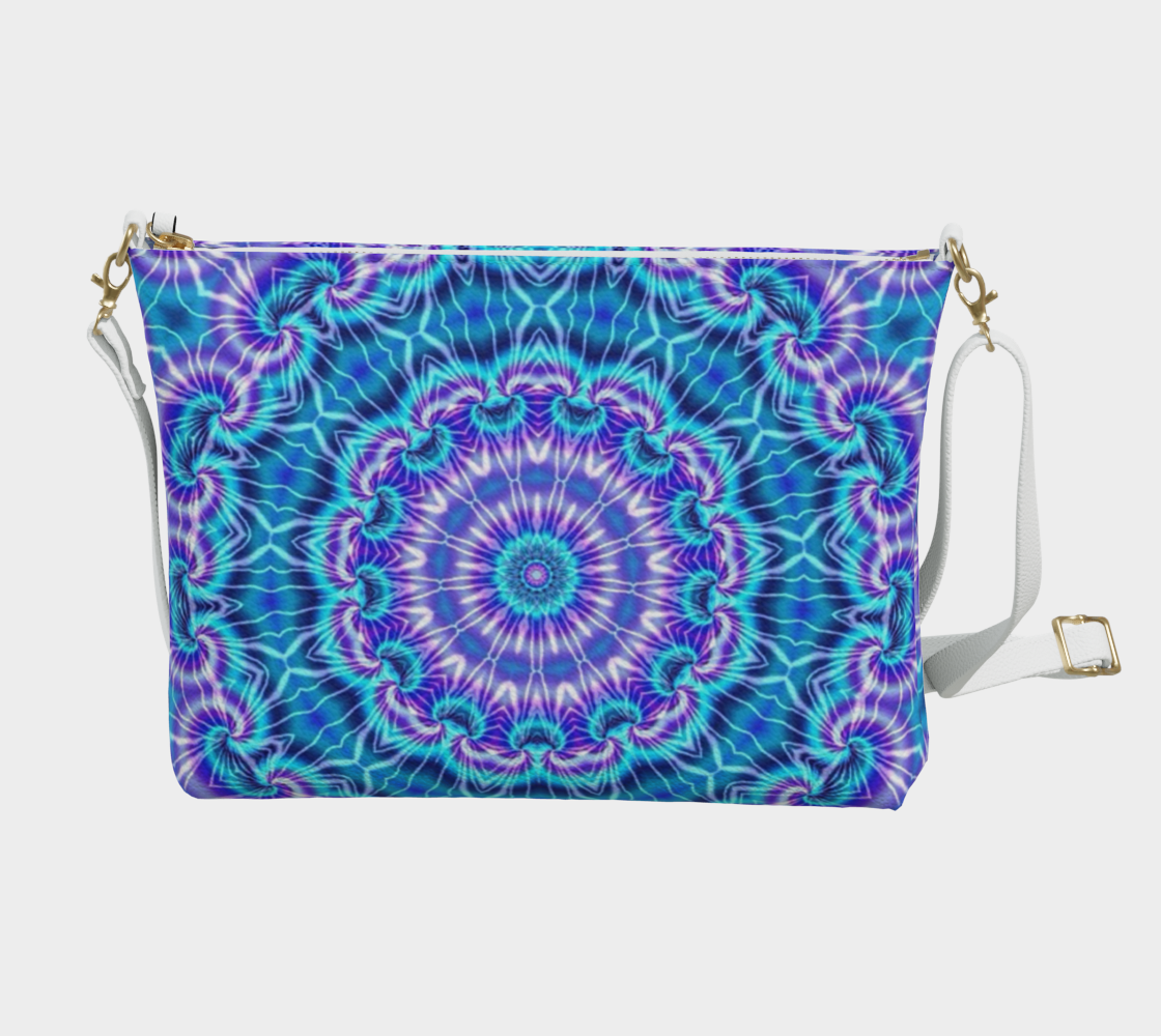 Blue and Purple Tie Dye Kaleidoscope Vegan Crossbody Purse