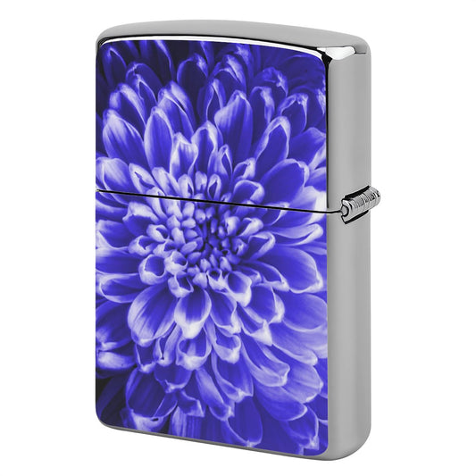 Metal Lighter Case Blue Chrysanthemum