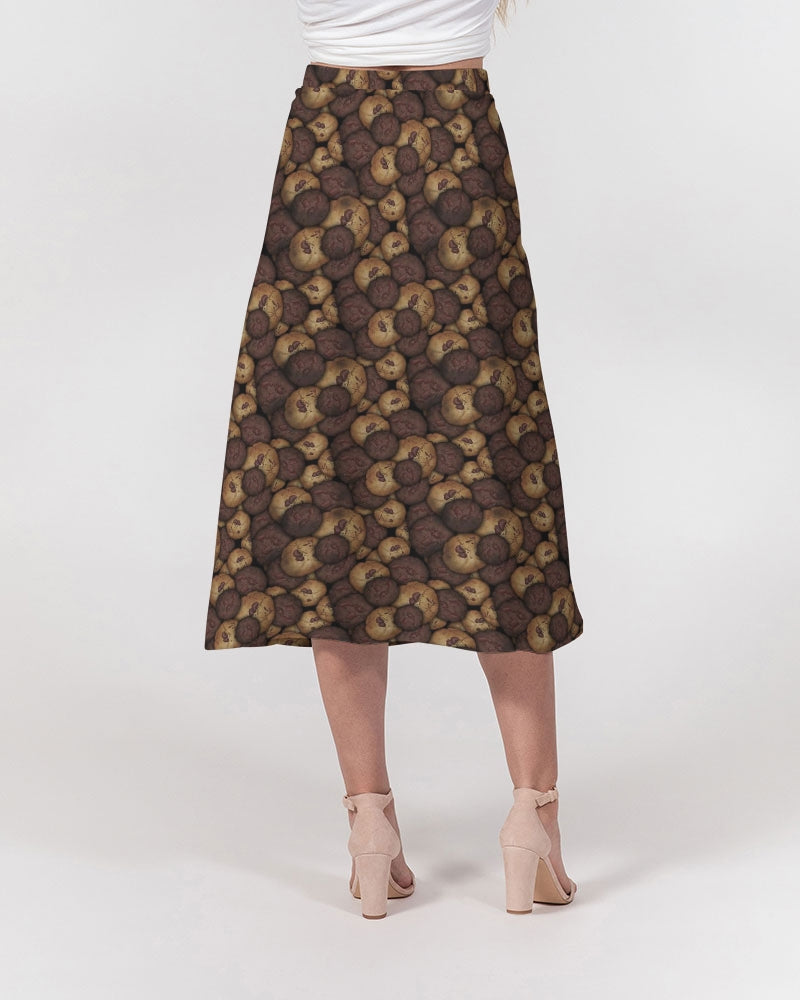 Chocolate Chip Cookies Women's All-Over Print A-Line Midi Skirt