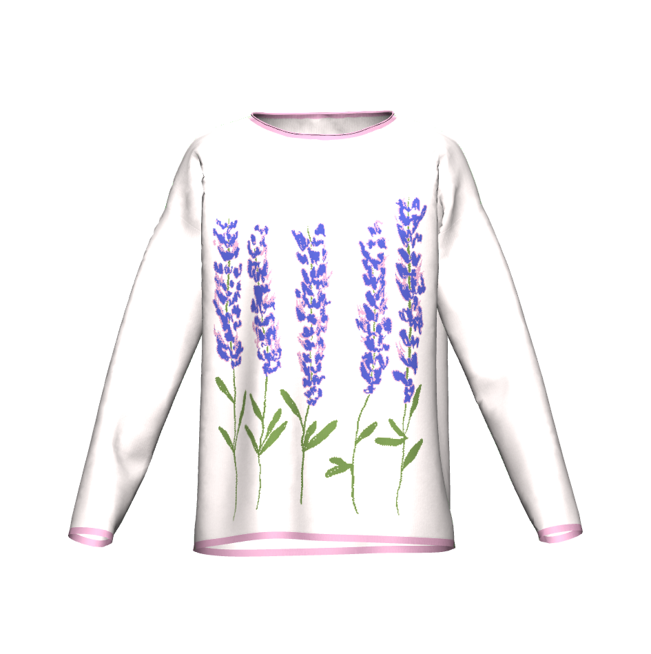 Lavender Flowers Drawing Sweater