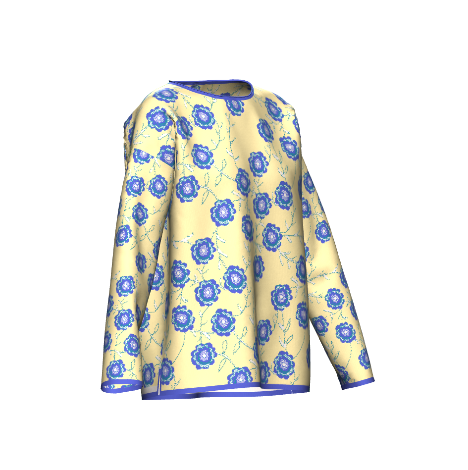 Blue Flowers On Yellow Sweater