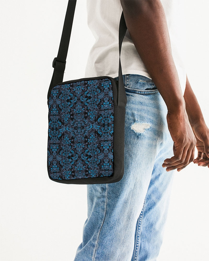 Blue Vines and Lace Messenger Pouch