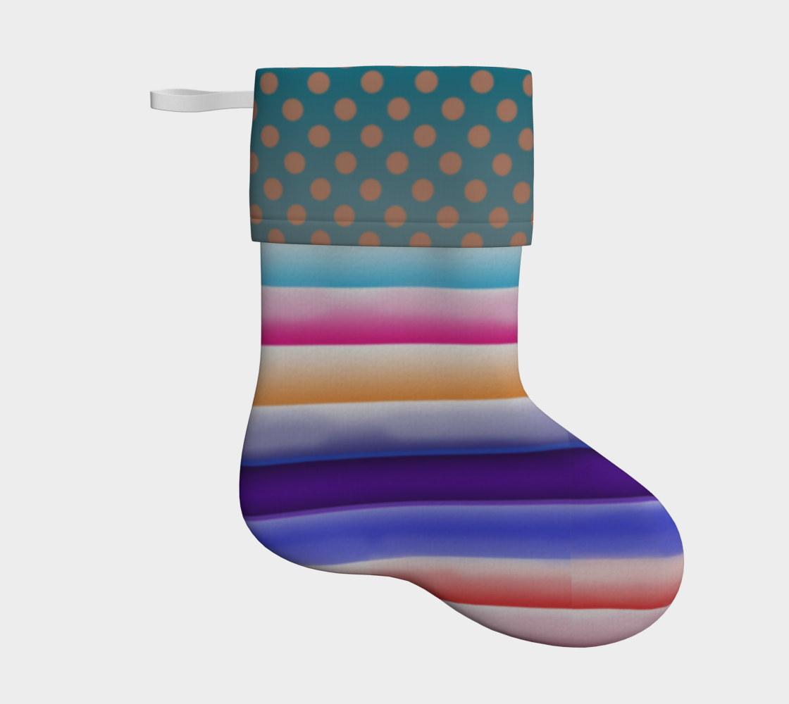 Cotton Candy Stripe and Polkadots Christmas Stocking