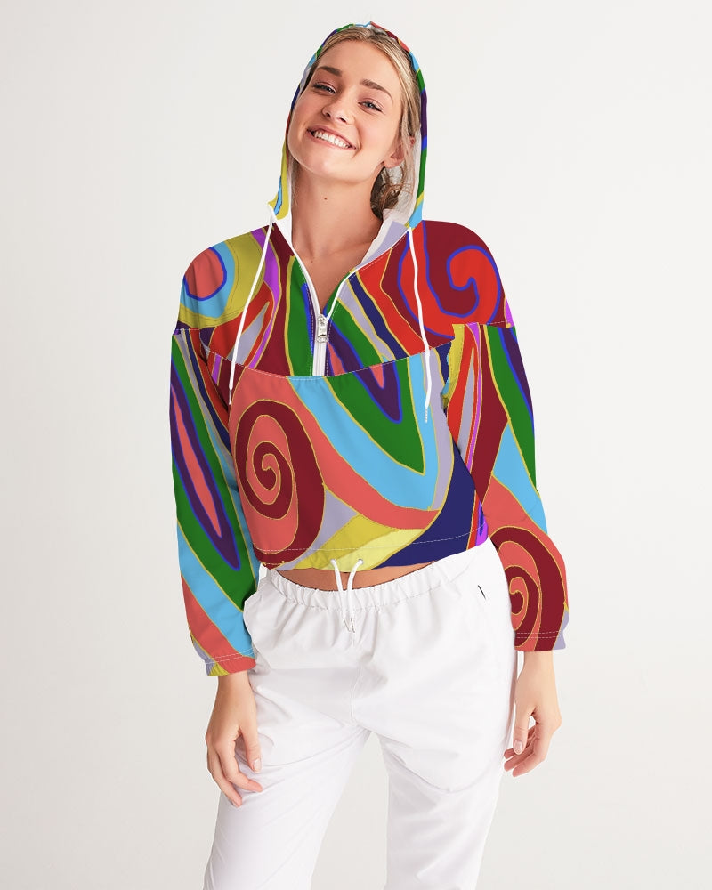 May Afternoon Women's All-Over Print Cropped Windbreaker