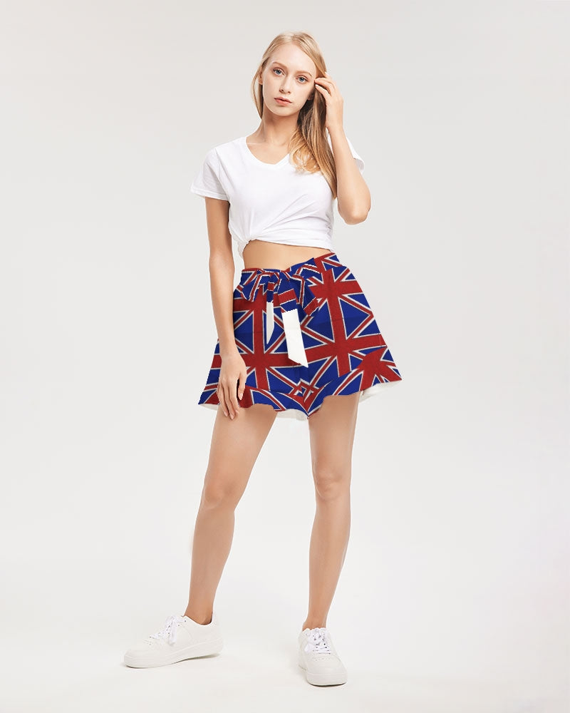 British Flag Pattern Women's All-Over Print Ruffle Shorts