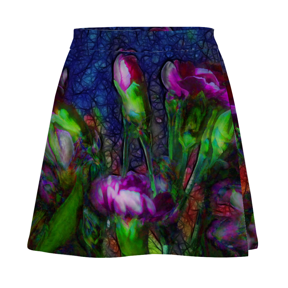 Abstract Pink Carnations Custom Short Skirt Fashionable Versatile Double-Layer Skirt