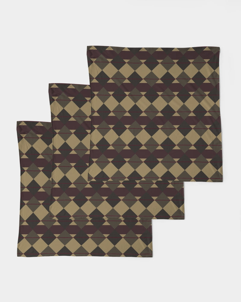 Checkered Brown Plaid Argyle Bandana Set