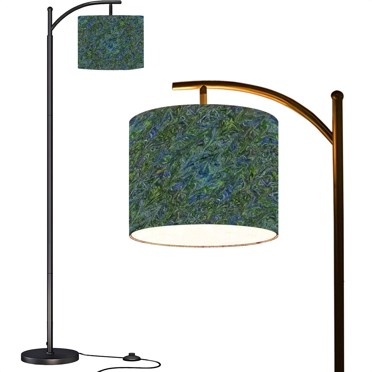 Arc Floor Lamp (Made in USA) Blue Green Liquid Marbling