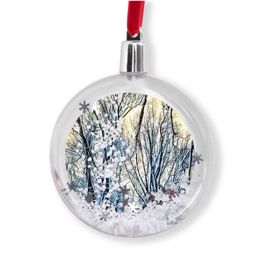 4 Oclock Winter Landscape Snow Globe Ornaments
