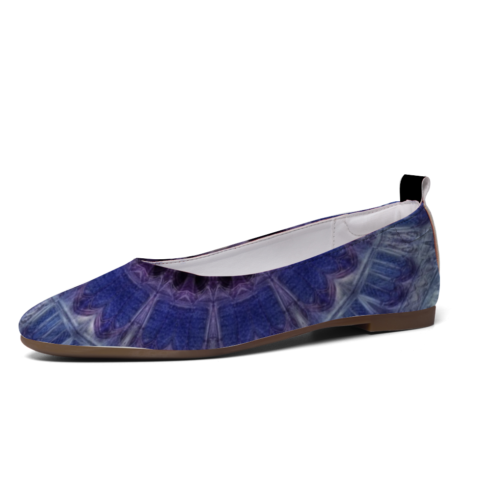 Blue Cathedral Kaleidoscope Custom Unisex Flat Shoes Leather Shoes Comfortable Round Toe Slip