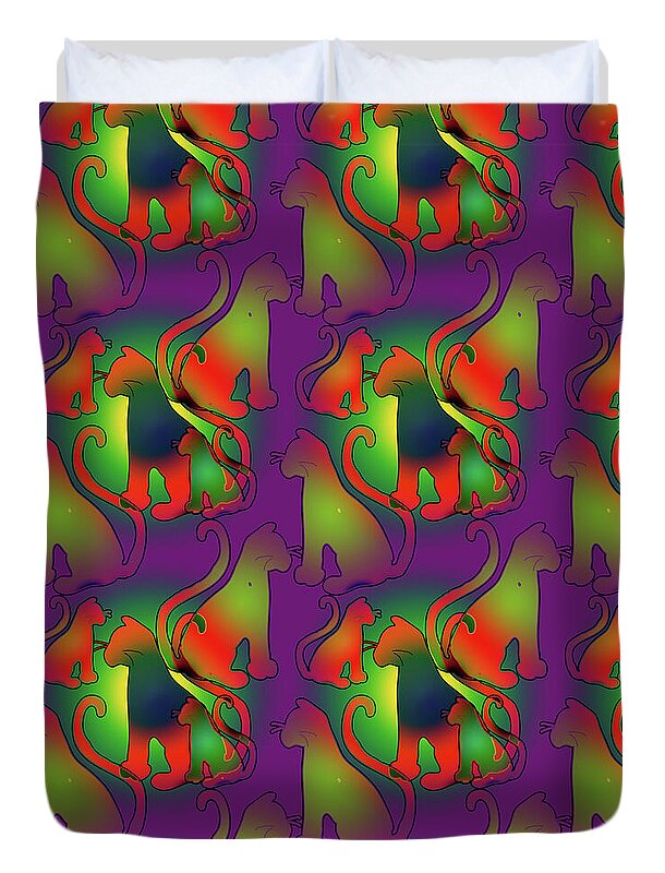 Abstract Rainbow Cats - Duvet Cover