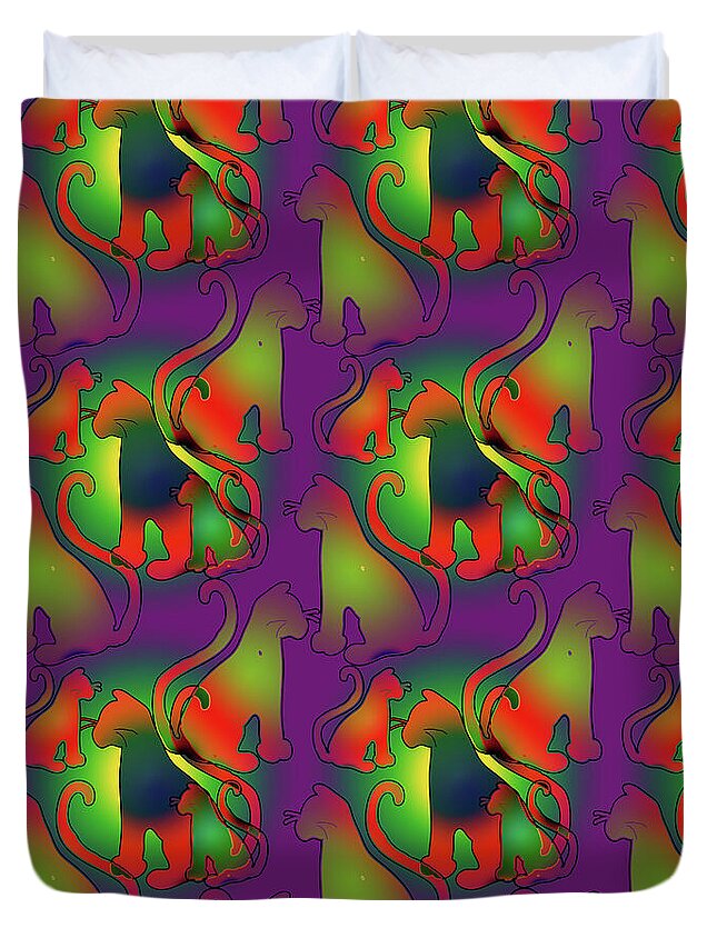 Abstract Rainbow Cats - Duvet Cover