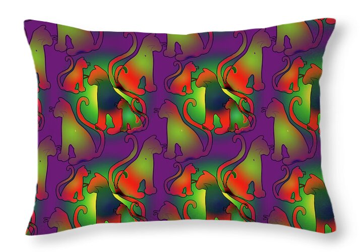 Abstract Rainbow Cats - Throw Pillow