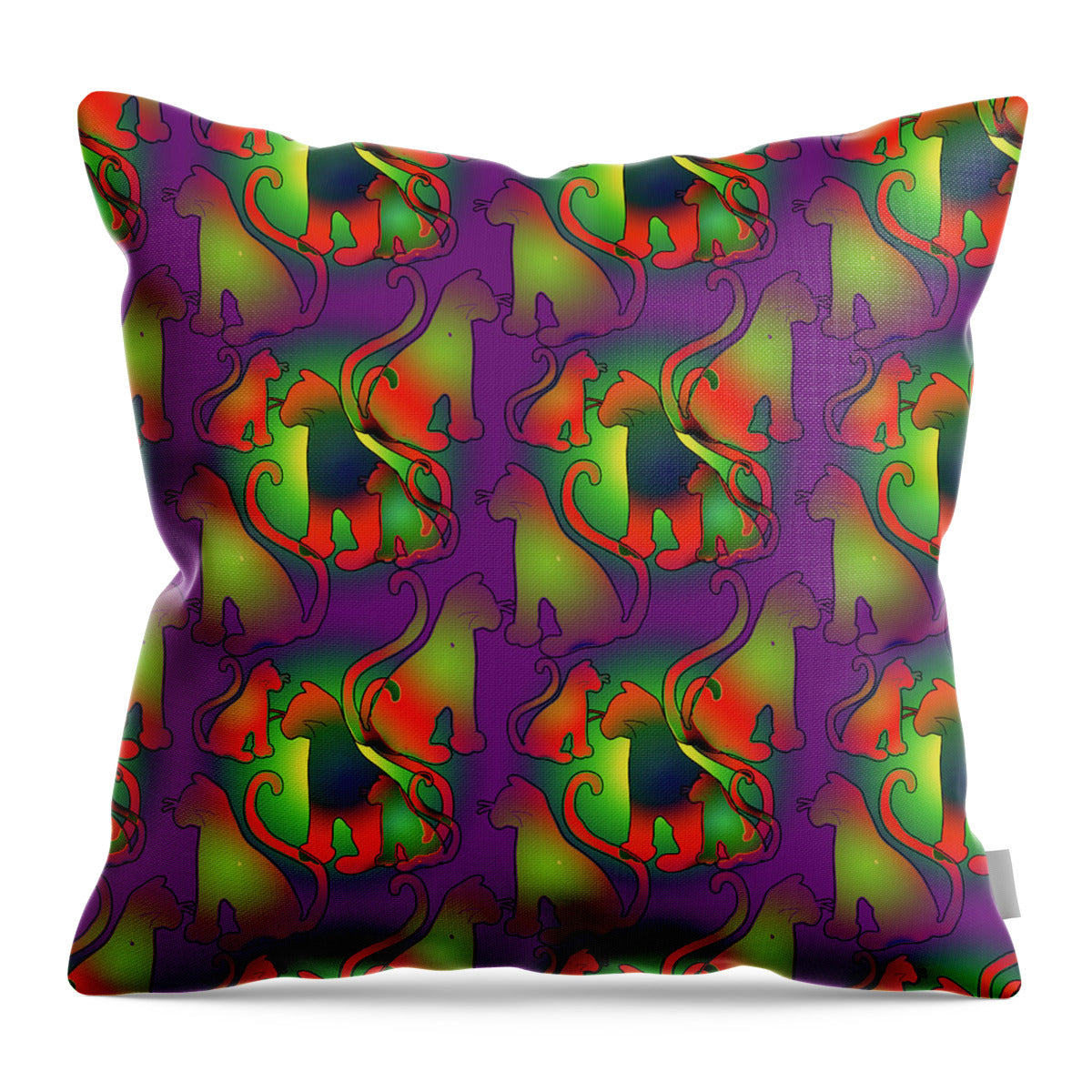 Abstract Rainbow Cats - Throw Pillow