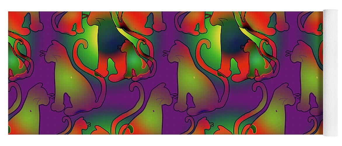 Abstract Rainbow Cats - Yoga Mat