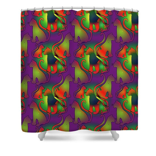 Abstract Rainbow Cats - Shower Curtain