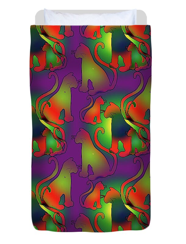 Abstract Rainbow Cats - Duvet Cover