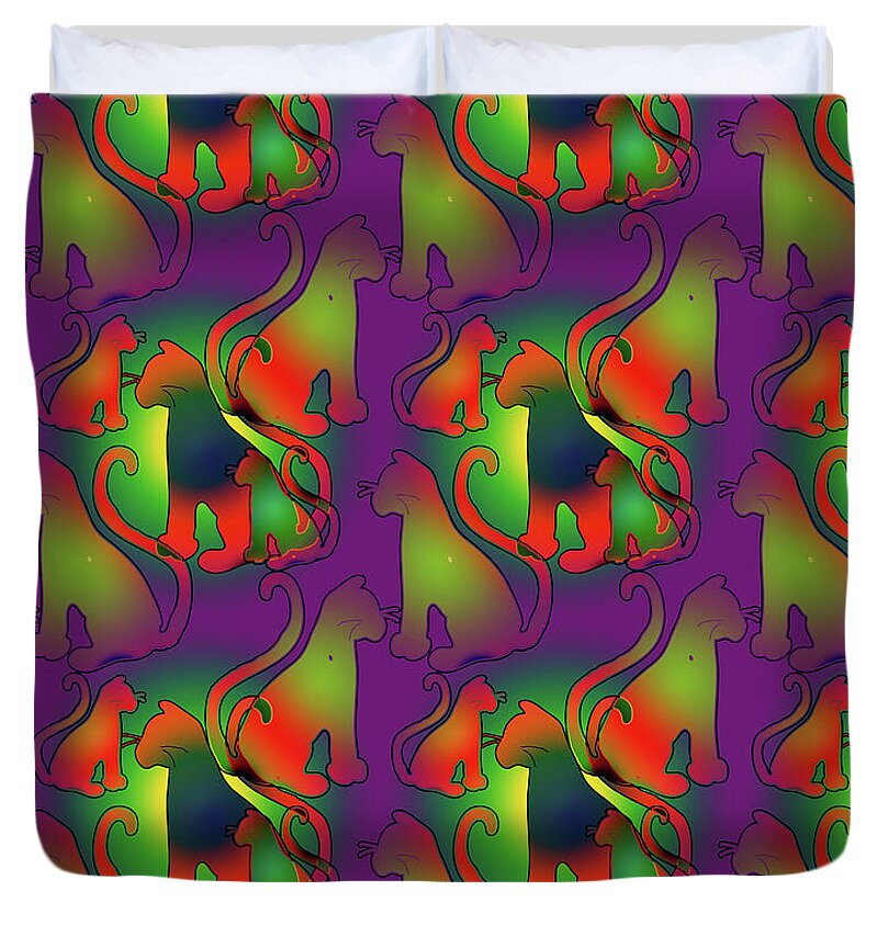 Abstract Rainbow Cats - Duvet Cover